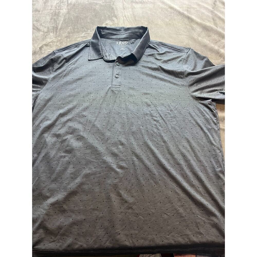 Izod Golf Polo Shirt Mens XXL Gray Stretch button Short Sleeve